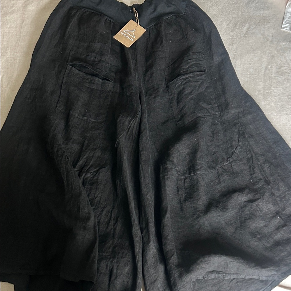 Black Wide-Leg Pants Linen
Made in Italy